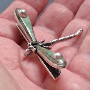 Vintage Sterling Dragonfly Enamel Brooch-Pendant